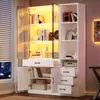 MODFU Hochschrank Weiß mit Glasvitrine & Produktbild-Vorschau 2