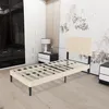 A bedroom scene with a bed frame, nightstand, and wardrobe. Produktbild-Vorschau