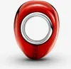 A red charm with a silver ring in the center, isolated on a white background. Produktbild-Vorschau