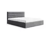 A gray upholstered bed with a white mattress is shown against a white background. Produktbild-Vorschau