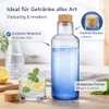 2x Wasserkaraffe 1,25L Smoke Blau Karaffe mit Korken Deckel Produktbild-Vorschau 4
