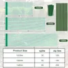 A table showing product sizes and corresponding quantities of spikes and zip ties, with images of green netting products in the background. Náhľad obrázku produktu