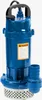 A blue submersible pump with a black handle and a warning label. Podgląd zdjęcia produktu