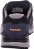The back view of a blue and gray LOWA hiking shoe. Voir les images du produit