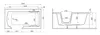 Technical drawing of a bathtub with dimensions. Produktbild-Vorschau