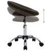 A brown artificial leather stool on wheels, shown from the side with an indication of adjustable height. Náhľad obrázku produktu