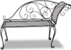 A metal garden bench with ornate scrollwork on a white background. Produktbild-Vorschau
