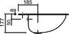 A technical drawing with dimensions of a sink basin. Produktbild-Vorschau