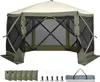 A pop-up gazebo tent with mesh sides, shown with accessories like stakes and a carrying bag. Anteprima dell’immagine prodotto