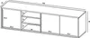 A technical drawing with dimensions of a TV cabinet. Produktbild-Vorschau