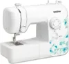 A white Brother sewing machine with blue geometric accents is shown against a white background. Podgląd zdjęcia produktu
