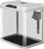 A white aquarium with a black base and a black filter pump attached to the inside wall. Podgląd zdjęcia produktu