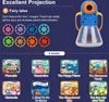 A marketing image showcasing a children's projector toy with multiple story slides. Produktbild-Vorschau