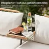COSTWAY Gartenbank mit Tisch, Polyrattan Bank mit Kissen, Produktbild-Vorschau 6