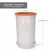 Ton-Weinkühler + Untersetzer weiß lasiert Ø 12,5 cm H 21 cm Produktbild-Vorschau 6