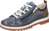A single blue leather sneaker with white laces and a side zipper is shown against a white background. Náhled obrázku produktu