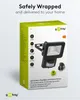 A product box for an LED outdoor floodlight with a motion sensor, placed on a white background. Produktbild-Vorschau