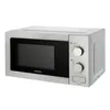 A silver microwave oven is shown from a three-quarter angle against a white background. Produktbild-Vorschau