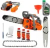A collection of chainsaw parts and accessories laid out on a white background. Produktbild-Vorschau