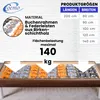 A product image showing a bed frame with a slatted base, highlighting material and load capacity information. Produktbild-Vorschau