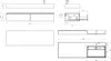 Technical drawings and dimensions of a bathroom vanity set, including a sink and mirror. Produktbild-Vorschau
