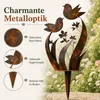 Gartenstecker Metall mit Vogel & Wildblumen, wetterfest Produktbild-Vorschau 3