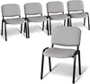 A group of five light gray chairs with black metal frames are arranged on a white background. Four chairs are in the background, slightly overlapping, and one chair is in the foreground, centered. Náhľad obrázku produktu
