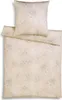 A beige duvet cover and pillowcase set with a subtle damask pattern. Produktbild-Vorschau