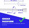 Diagram showing an adjustable curtain rod with dimensions and features. Produktbild-Vorschau