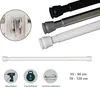 Collage of telescopic rods in different colors and sizes, with icons indicating features. Produktbild-Vorschau