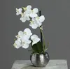 künstliche Orchidee, Phalaenopsis in rundem silbernen Topf Produktbild-Vorschau 1