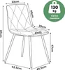 Set di 6 Sedie in velluto trapuntate MILO Beige gambe nere Anteprima dell’immagine prodotto 3