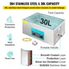A product image showcasing an ultrasonic cleaner with various features highlighted through text and diagrams. Podgląd zdjęcia produktu