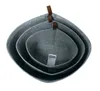 Three nested grey felt baskets with brown leather handles, shown from a top-down perspective against a white background. Produktbild-Vorschau
