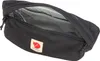 A black Fjällräven Gürteltasche Ulvö Hip Pack Medium is shown with its main compartment open, revealing a mesh pocket inside. Produktbild-Vorschau