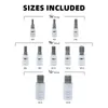A diagram showing the different sizes of Torx bits included in a set, with labels for each size and drive type. Anteprima dell’immagine prodotto