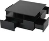 A black coffee table with multiple drawers and shelves is shown from a slightly elevated angle against a white background. Náhľad obrázku produktu