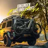 An e-bike is mounted on the back of a black SUV, with text overlayed on the image. Produktbild-Vorschau