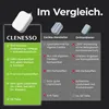 A comparison chart showing the features of CLENESSO cleaning tablets against generic alternatives. Produktbild-Vorschau