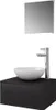 A bathroom vanity set with a sink and faucet, and a mirror above. Produktbild-Vorschau