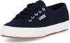 A single navy blue Superga sneaker with a white sole and laces, shown from a side-angle. Produktbild-Vorschau