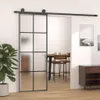 posuvné dveře vidaXL z hliníku a skla ESG 76x205 cm černé Náhled obrázku produktu 2