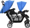 vidaXL Tandem-Kinderwagen Stahl Blau und Schwarz Produktbild-Vorschau 3