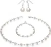 Perlenkette Collier Armband Ohrringe Schmuck-Set weiß echte Produktbild-Vorschau 1