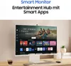 A Samsung Smart Monitor is displayed on a desk, showcasing its entertainment hub interface with various streaming app icons. Anteprima dell’immagine prodotto