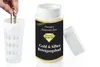 A hand is shown holding a gold chain over a white plastic container, next to a bottle of gold and silver cleaning solution. Produktbild-Vorschau