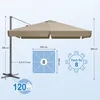 Sekey Sonnenschirm 300 ×300 cm Aluminium Ampelschirm Produktbild-Vorschau 7
