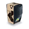 A stack of black recycling bins with a cardboard sleeve. Anteprima dell’immagine prodotto