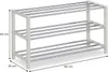 A three-tier shoe rack with dimensions indicated. Produktbild-Vorschau