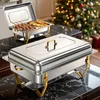 Warmounts Rechteckige Gold Chafing Dishes Buffet Set 2er, Produktbild-Vorschau 1